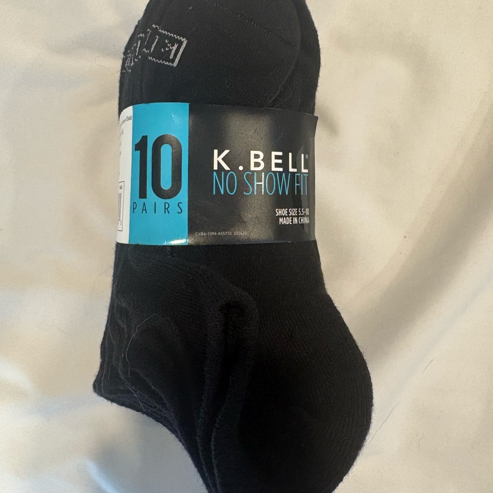 K. Bell Men's Black No Show Athletic Socks - 10 Pairs